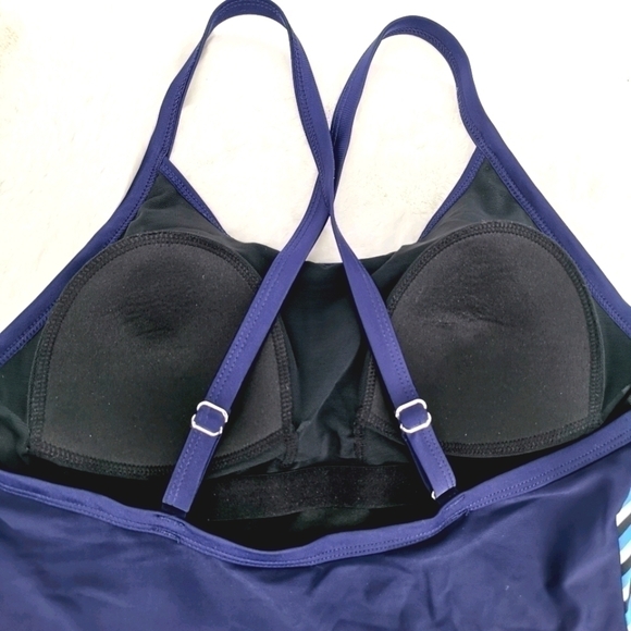 Fashion World NWT Women's L Padded Stripe Swimsuit - Picture 8 of 9